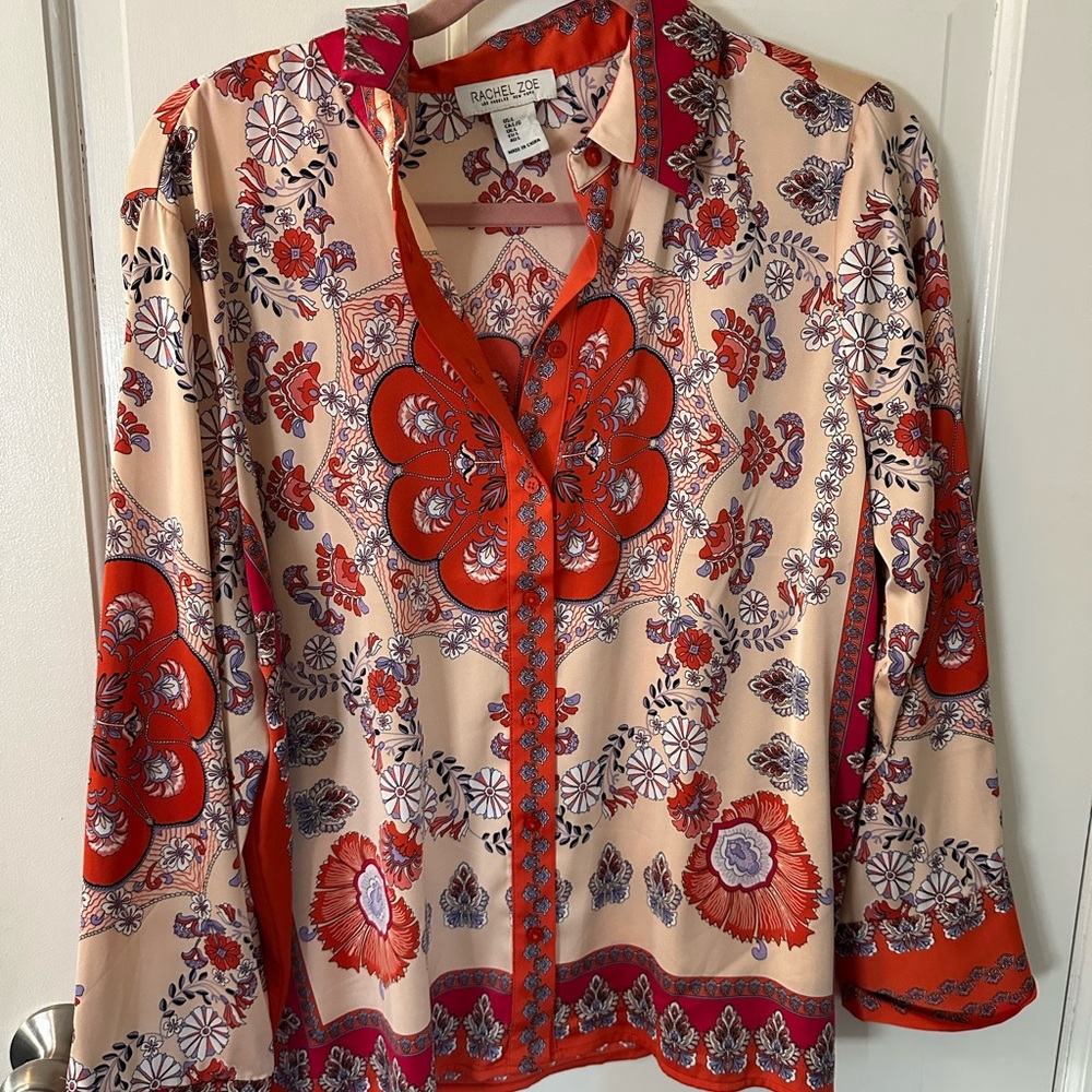 Rachel Zoe Women's Floral Blouse - Red and Cream